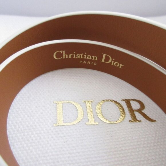 Christian Dior 30 Montaigne B1760 M Size Leather Ivory White Double Bracelet main image 6